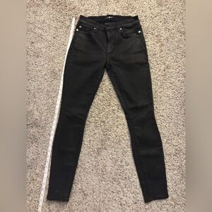 7 For All Mankind Black Coated Skinny Jeans